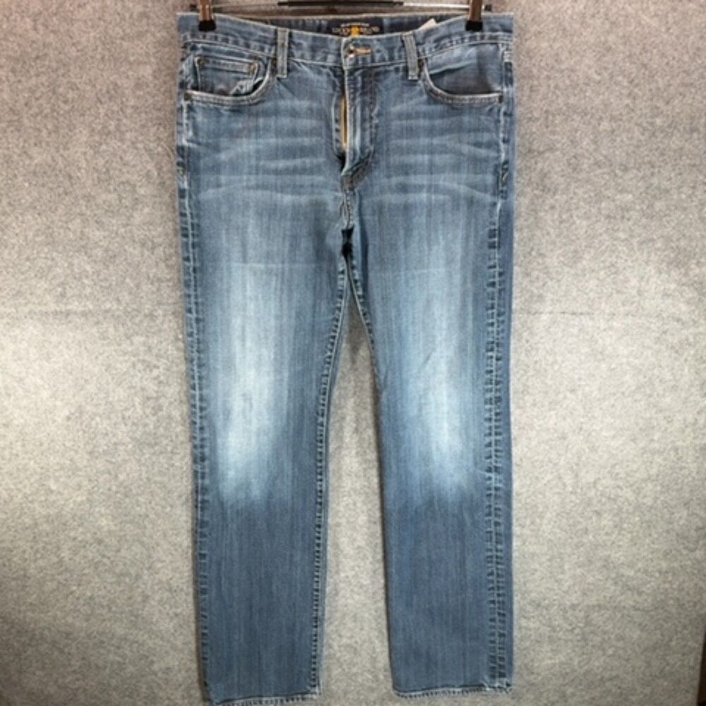 Lucky Brand Straight Leg Jeans 34x34 - Faded Whisker Wash Denim